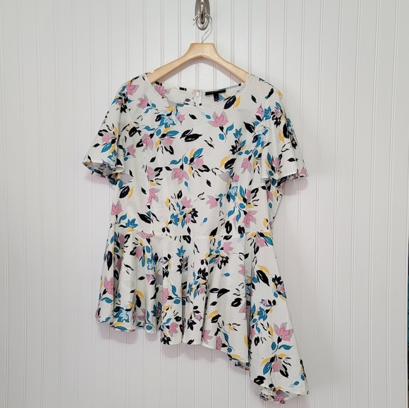 Lane Bryant Tops - Lane Bryant asymmetrical floral blouse